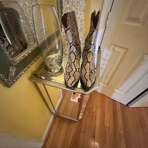 Lucchese Snakeskin Boots - Brown and Cream